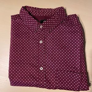 Short Sleeve Red Dotted Button Up
